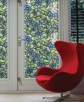 Overige Merken Raamfolie Bloemen Blauw (45cm) 2 Overige Merken Raamfolie Bloemen Blauw (45cm) - Afbeelding 2