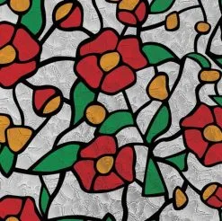 Overige Merken Raamfolie Glas In Lood Rode Bloem (45cm)